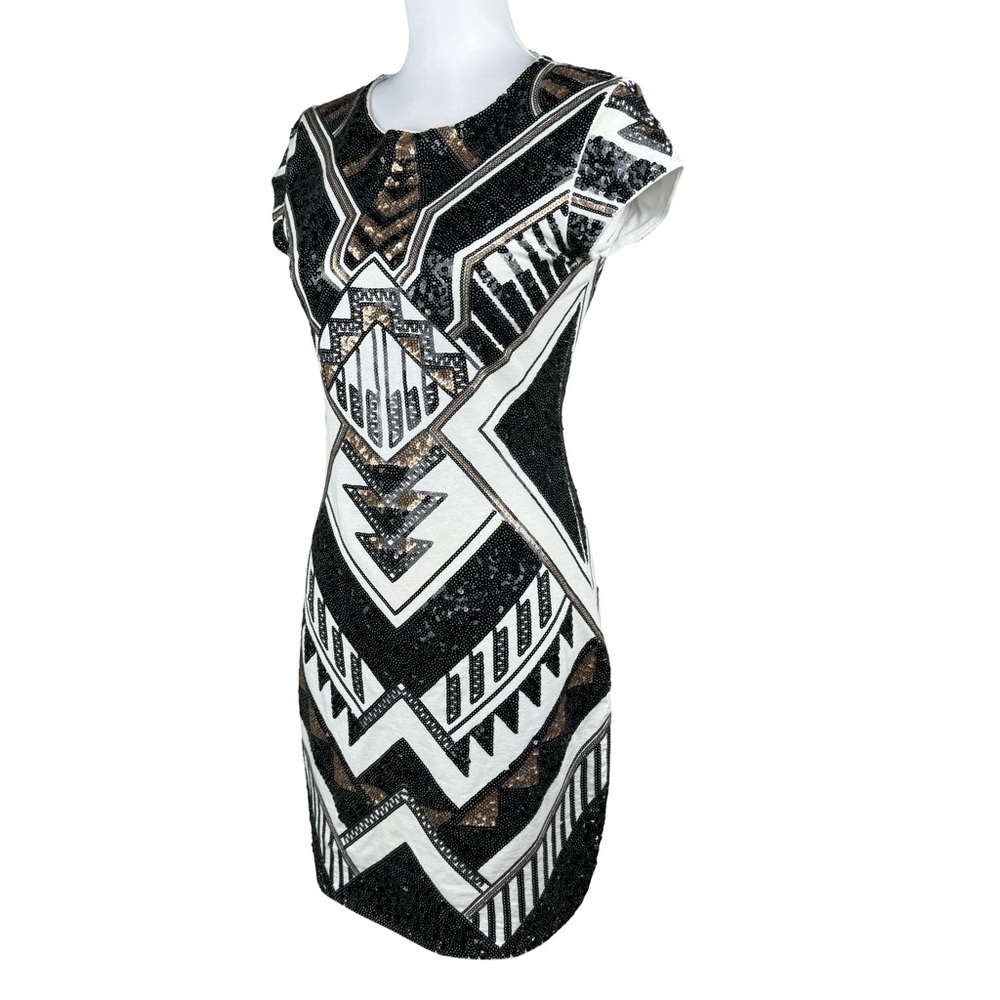 Express Art Deco Sequin Geometric Aztec Tribal Bodycon Cocktail Evening Dress - Picture 8 of 16